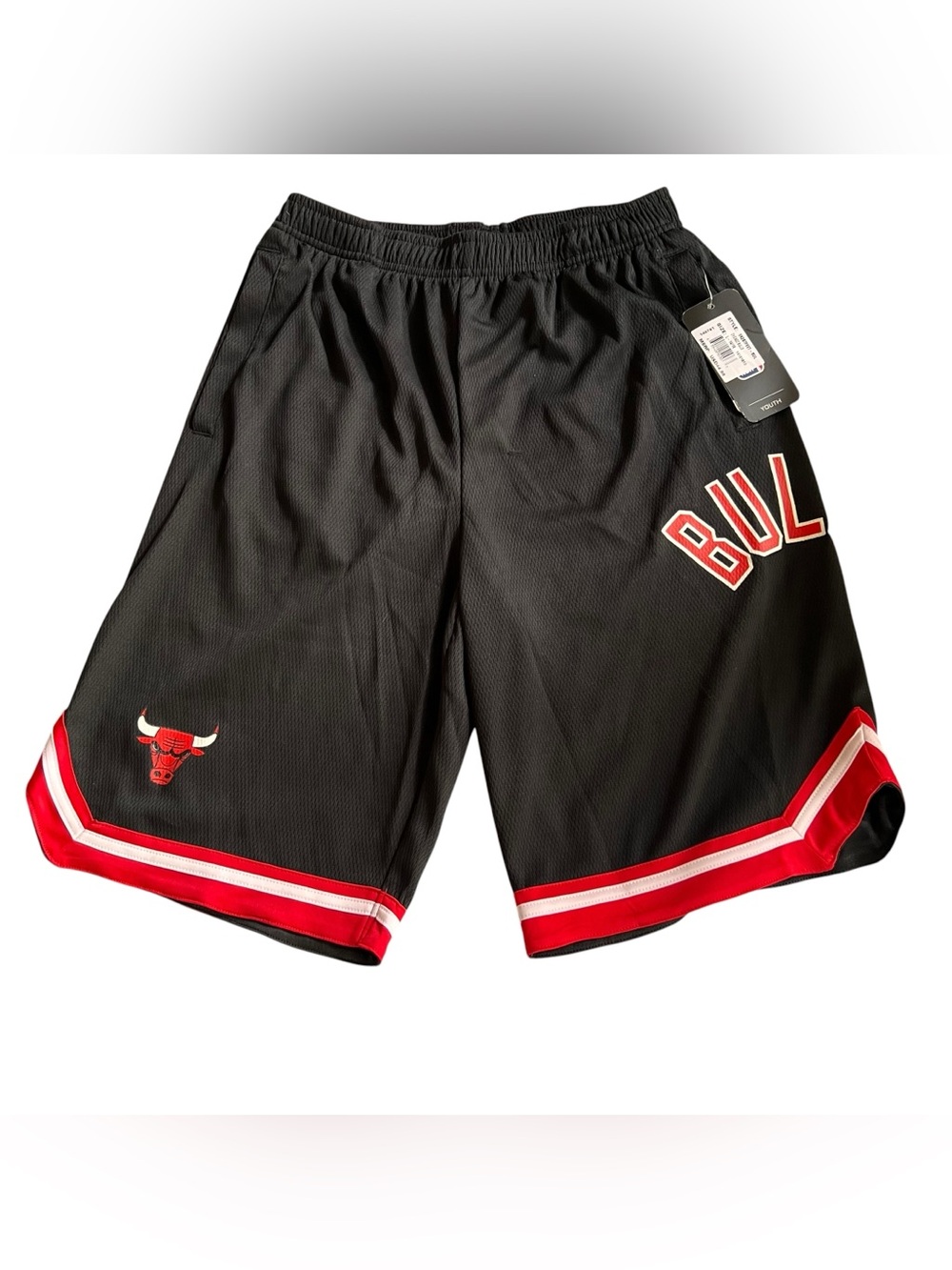 Chicago Bulls Youth Basketball Shorts Black Red NBA Mesh Athletic Shorts Size L